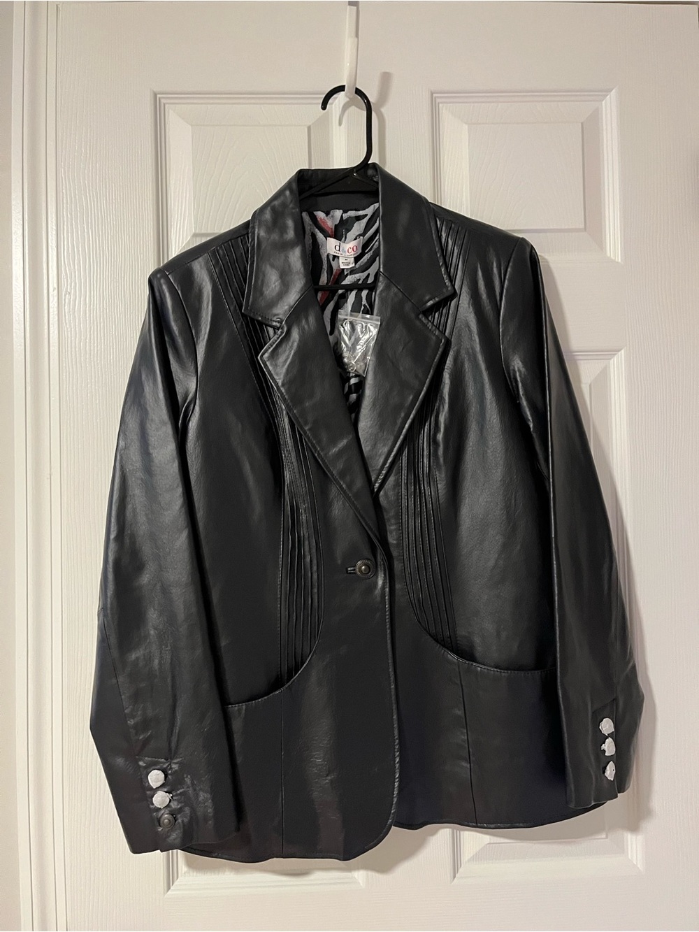 NWOT Classic Black Leather Blazer Jacket -